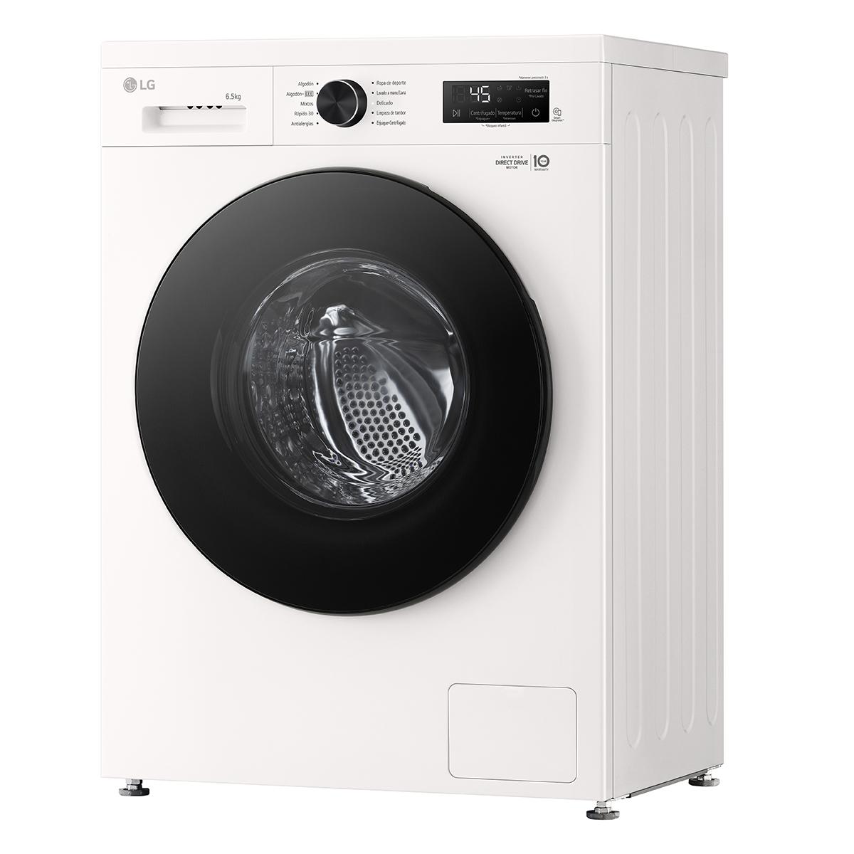 Lavarropas Automático Inverter LG VB-F WO 6.5KG 1200RPM Carga Frontal Blanco